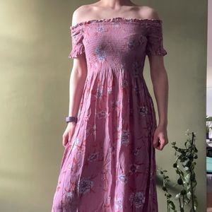 Urban Outfitters floral off the shoulder dress